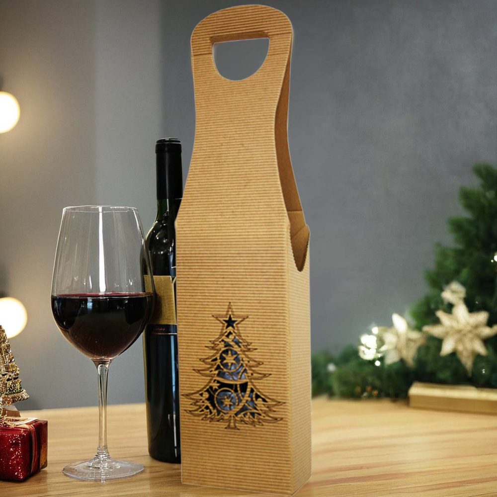 Pudełko na Wino 16 Naturalne Opakowanie na Wino z Ażurowym Motywem