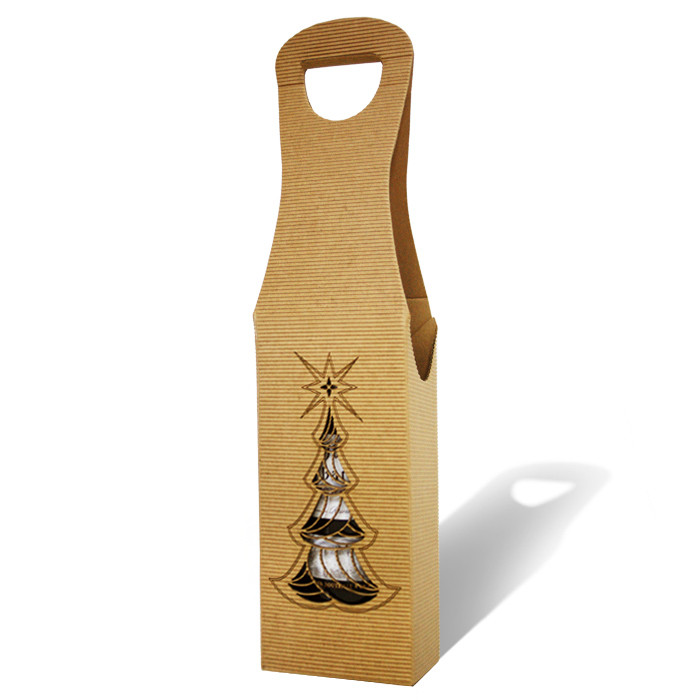 Pudełko na Wino 18 Opakowanie na Wino z Ażurową Choinką