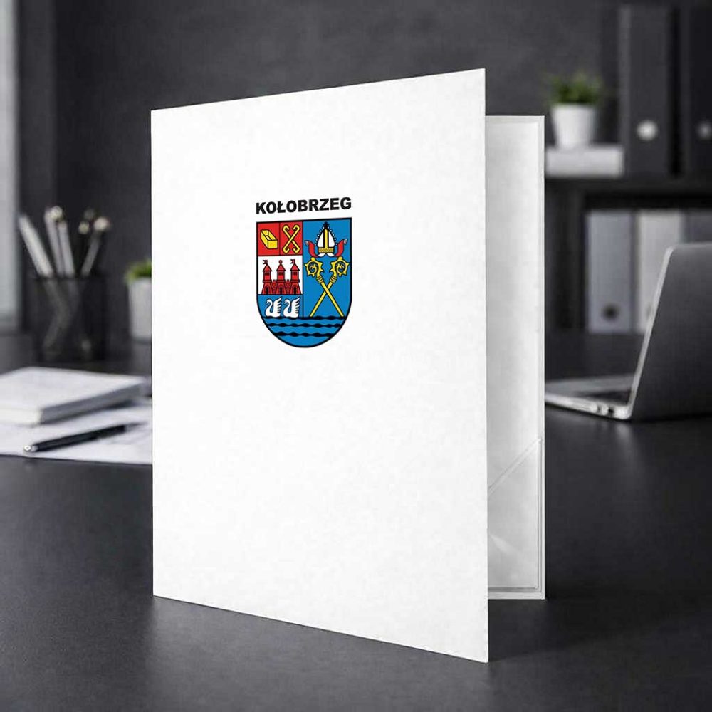 Teczka ofertowa biała A4, matowa, Office Go Kieszonka przezroczysta trojkątna
